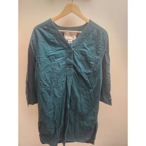 Victoria's Secret Country Cottons Teal Green Collared Button Up dress Size S